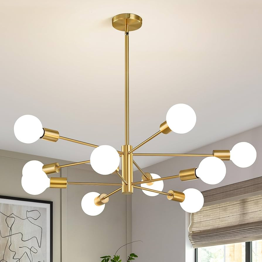 RUIYEY Modern Sputnik Chandeliers Light, 10-Light Gold Gold Dining Room Chandelier Over Table, He... | Amazon (CA)