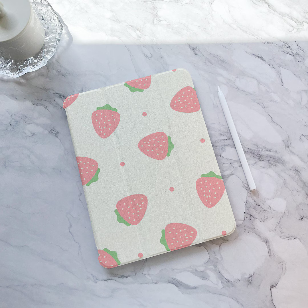 Kawaii Strawberry iPad case, iPad Air 5 iPad 10 10.9" 2022 iPad Pro 12.9'' 2021 Pro 11" 2022 iPad... | Etsy (US)