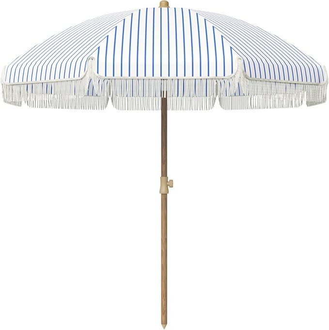 Aoxun 7ft Patio Umbrella with Fringe Outdoor UV 50+ Protection Picnic Umbrella with Steel Pole, R... | Amazon (US)