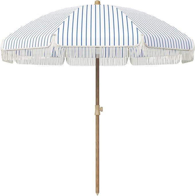 Aoxun 7ft Patio Umbrella with Fringe Outdoor UV 50+ Protection Picnic Umbrella with Steel Pole, R... | Amazon (US)