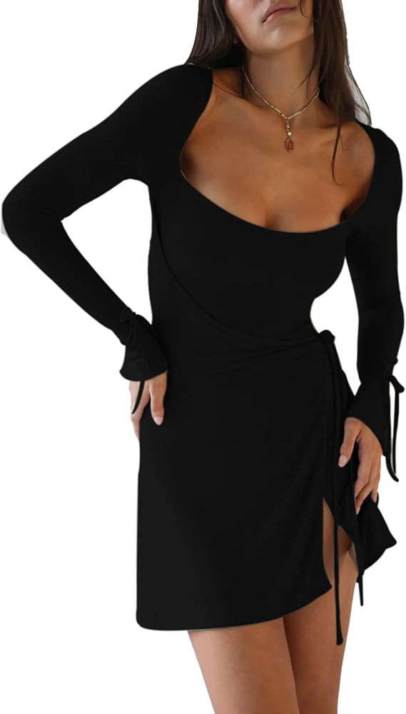 NUFIWI Women Trendy Mini Dress Floral Print Y2k Short Dresses Backless Cutout Bodycon Party Beach... | Amazon (US)