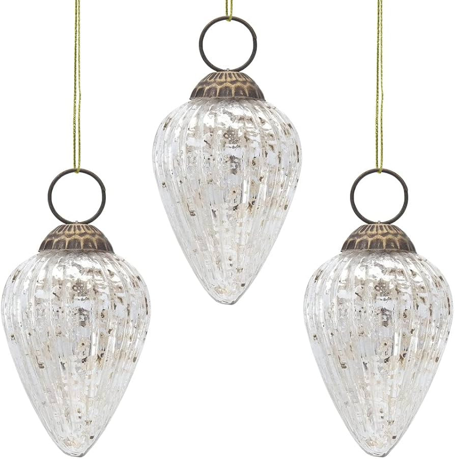 Amazon.com: 3 Pack | Luna Bazaar Mercury Glass Small Ornaments (3-inch, Silver, Laura Design) - G... | Amazon (US)