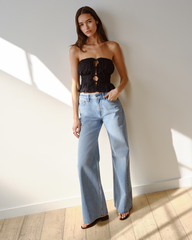 Women's Mid Rise Baggy Bootcut Jean | Women's Bottoms | Abercrombie.com | Abercrombie & Fitch (US)