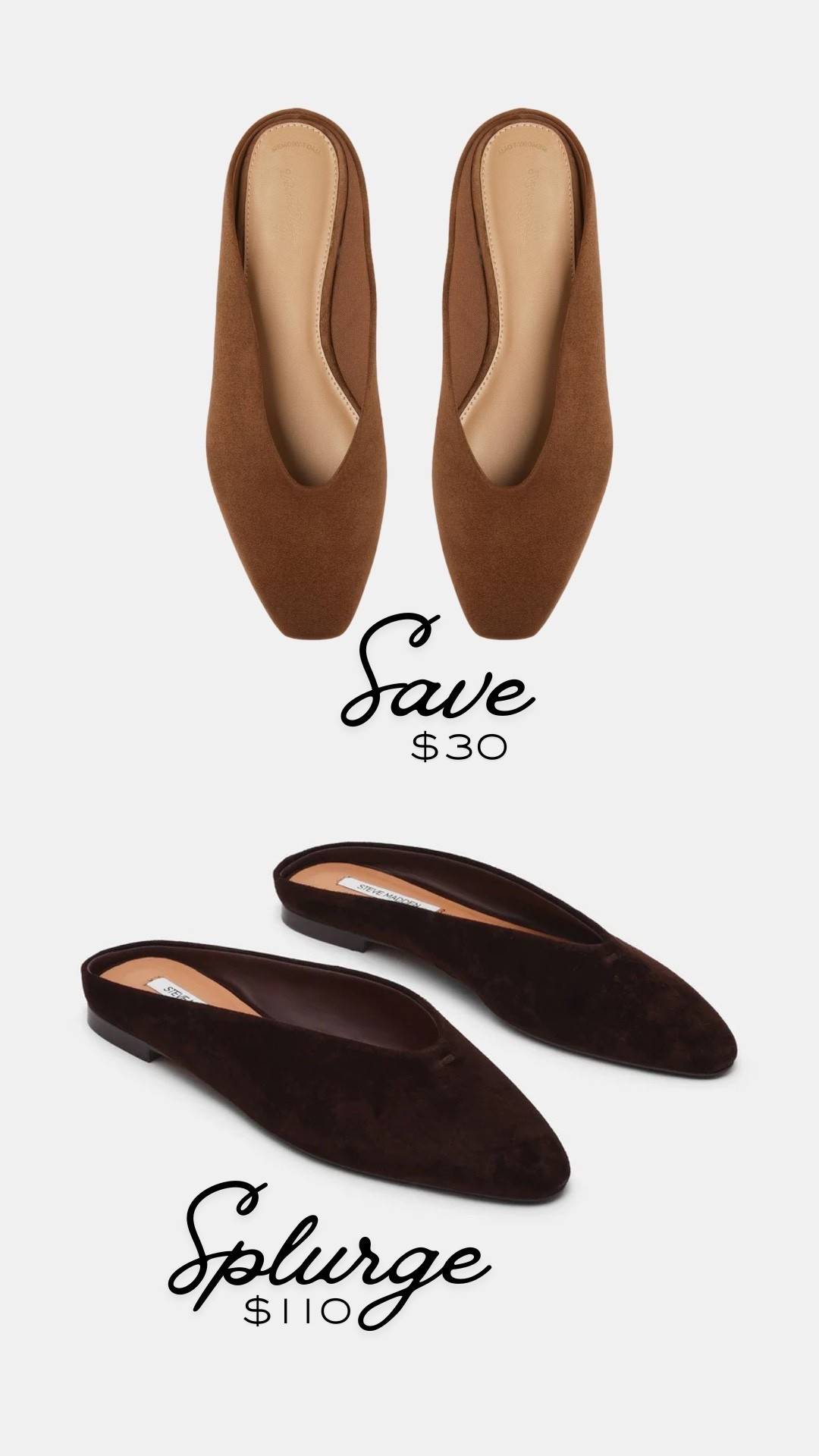 Suede slides - splurge vs. save
