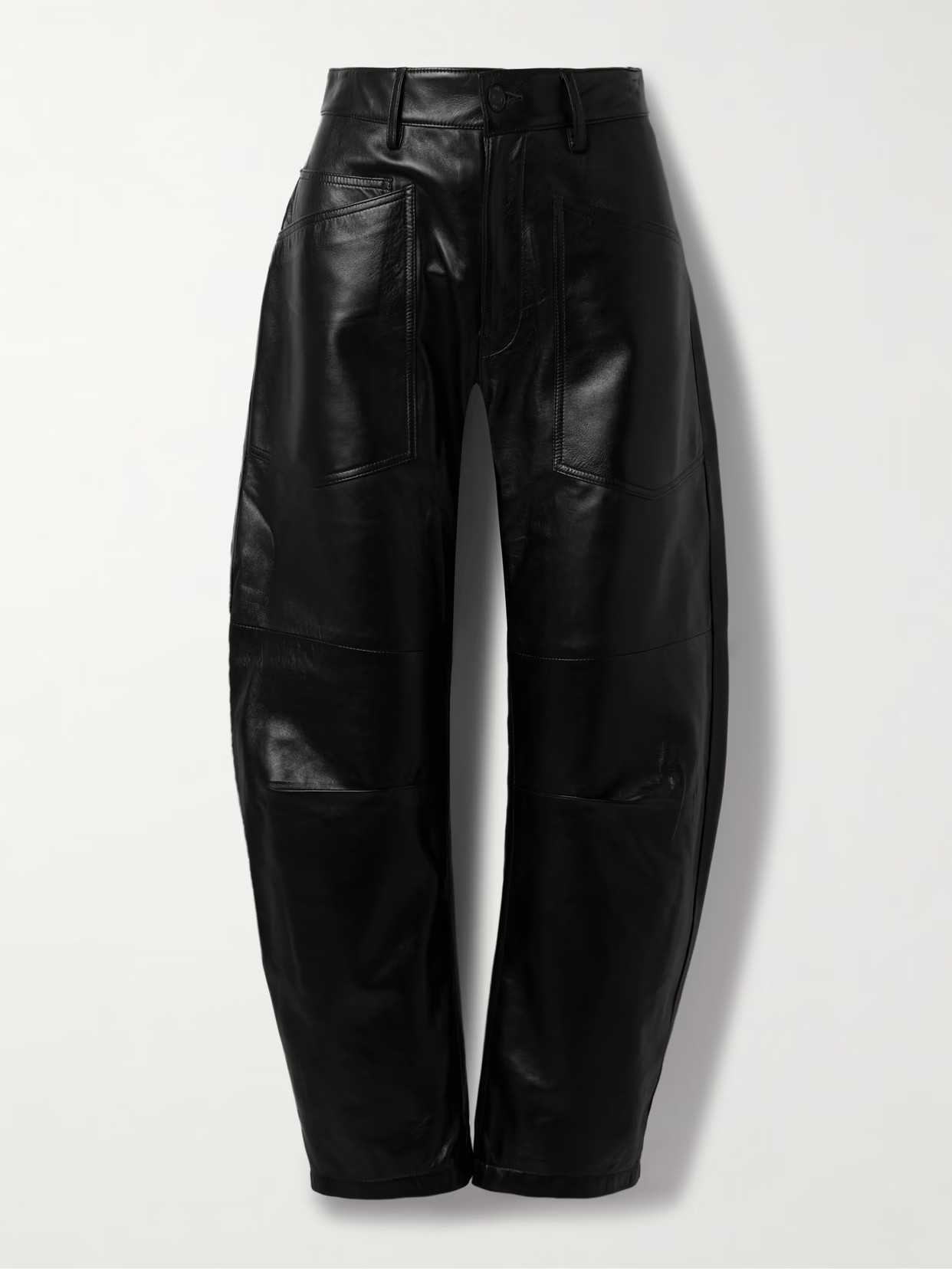 Nili Lotan - Shon Leather Barrel-leg Pants - Black | NET-A-PORTER (US)