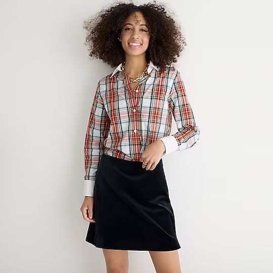 Classic-fit cotton poplin shirt in Snowy Stewart tartan | J.Crew US