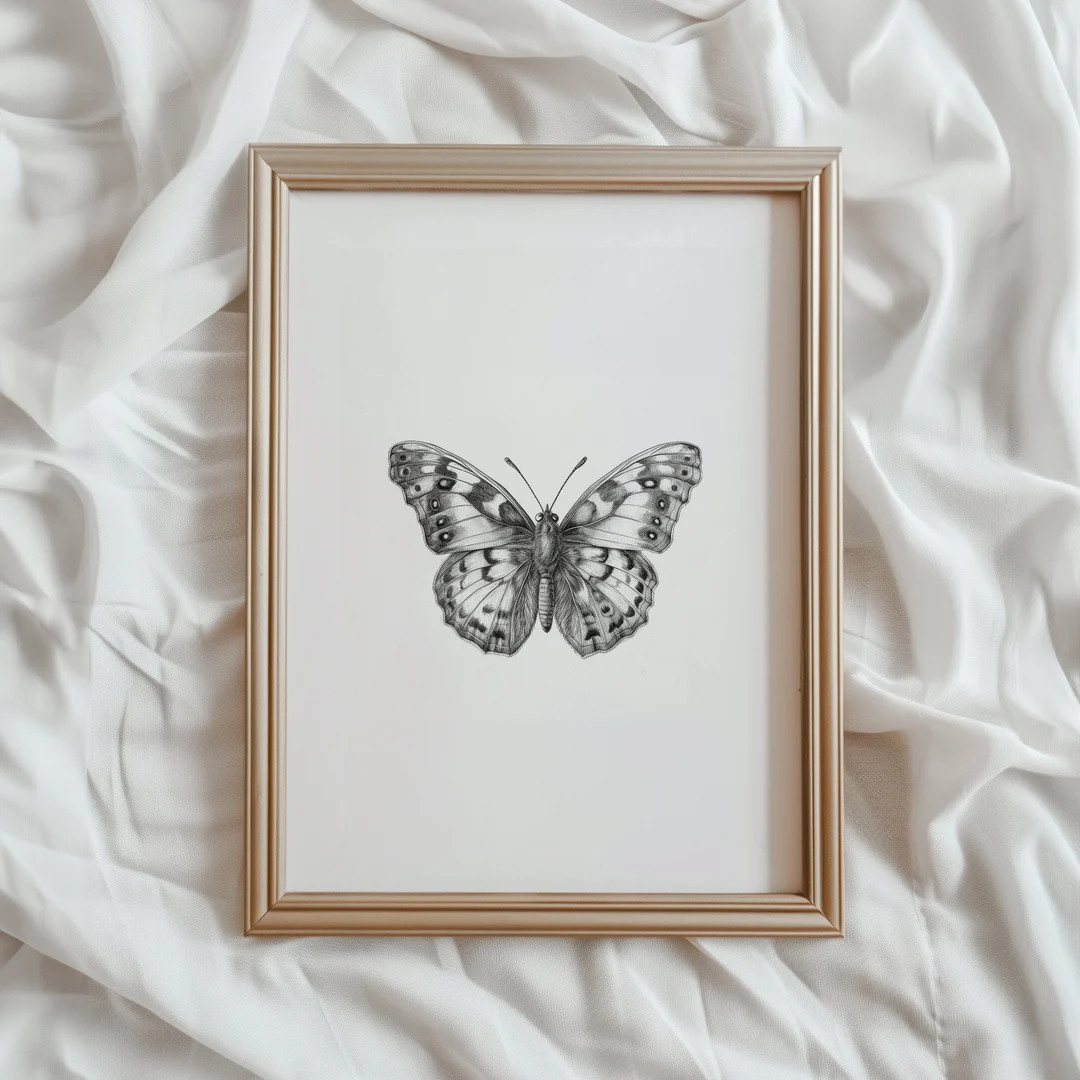 Butterfly Print PRINTABLE Wall Art Butterfly Sketch Insect Digital Artwork Minimalist Nature Prin... | Etsy (US)