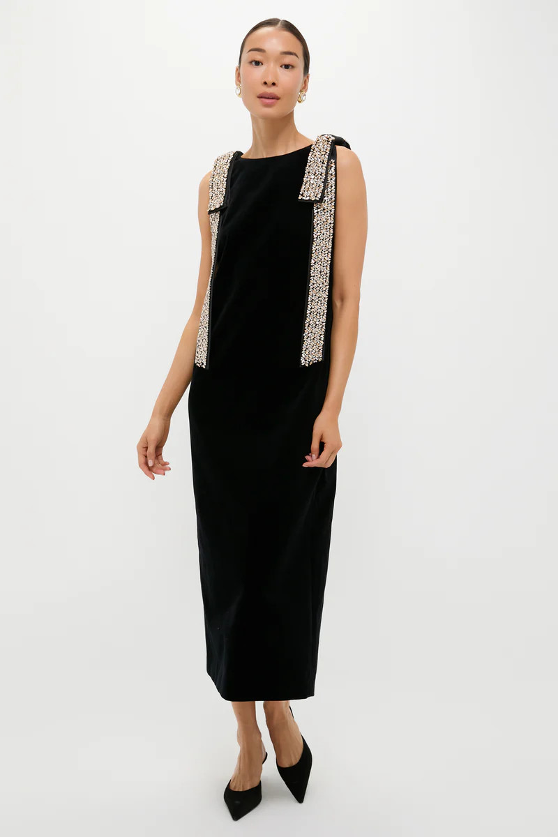 Black Velvet Embellished Viola Dress | Tuckernuck (US)