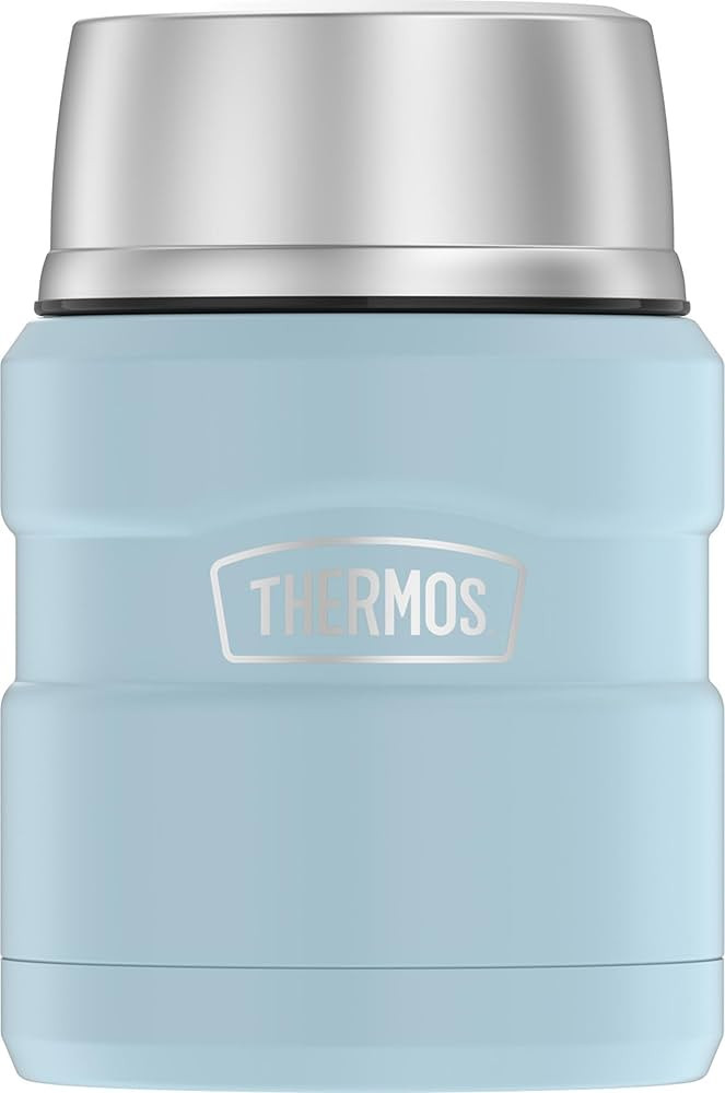 THERMOS Stainless King Vacuum-Insulated Food Jar with Spoon, 16 Ounce, Matte Powder Blue | Amazon (US)
