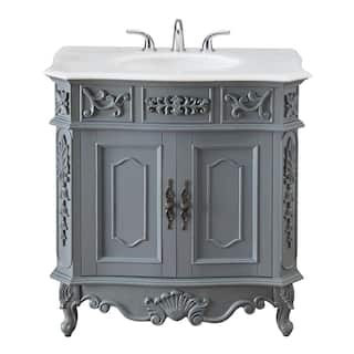 Home Decorators Collection Winslow 33 in. W x 22 in. D Bath Vanity in Antique Gray with White Mar... | The Home Depot