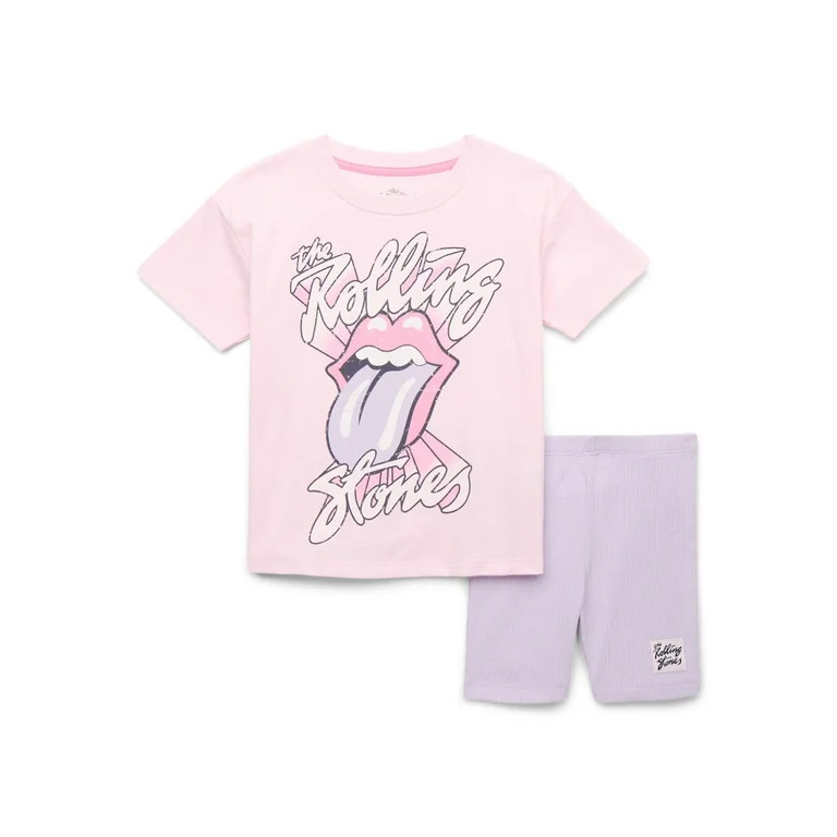 Rolling Stones Toddler Girl Graphic Tee and Bike Shorts Set, 2-Piece, Sizes 12M-5T | Walmart (US)