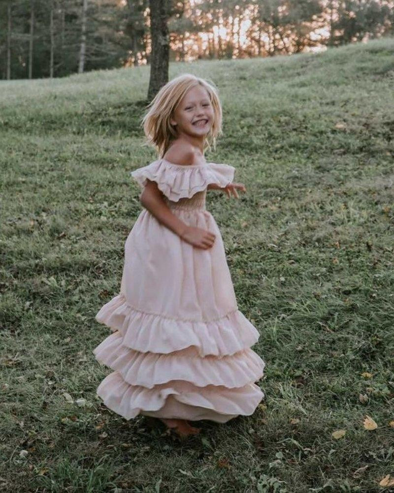 Nellie Ruffle Maxi Dress - Champagne | Bailey's Blossoms