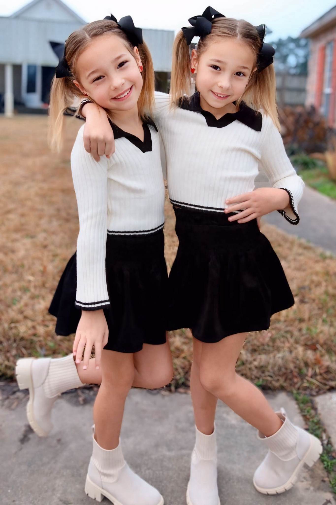 Kids fashion! I love this classy black and white styled outfit on the twins👯‍♀️

Black, white, cream, Gianni Bini, Dillards, Steve Madden, boots, booties, kids, Peter Pan collar, long sleeve top, skirt, velvet, ankle boots, chic style, bows, girls, 



#LTKKids #LTKStyleTip #LTKSaleAlert