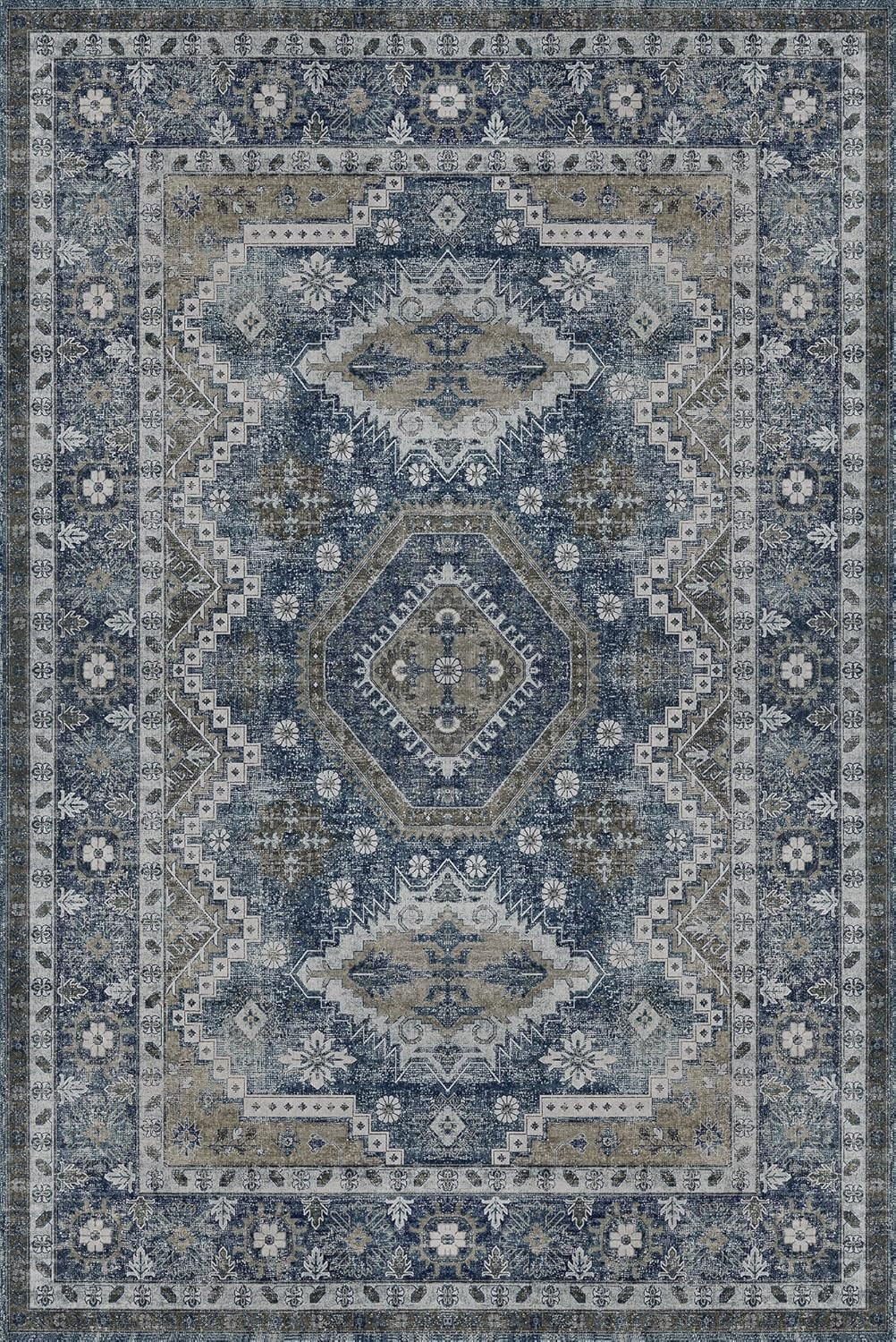 Rugland 5x7 Area Rugs - Stain Resistant Washable Rug, Anti Slip Rugs for Living Room, Vintage Tri... | Amazon (US)