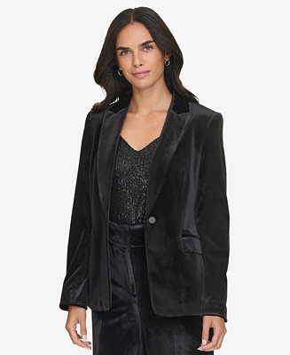 Women's One-Button Velvet Blazer | Macy's