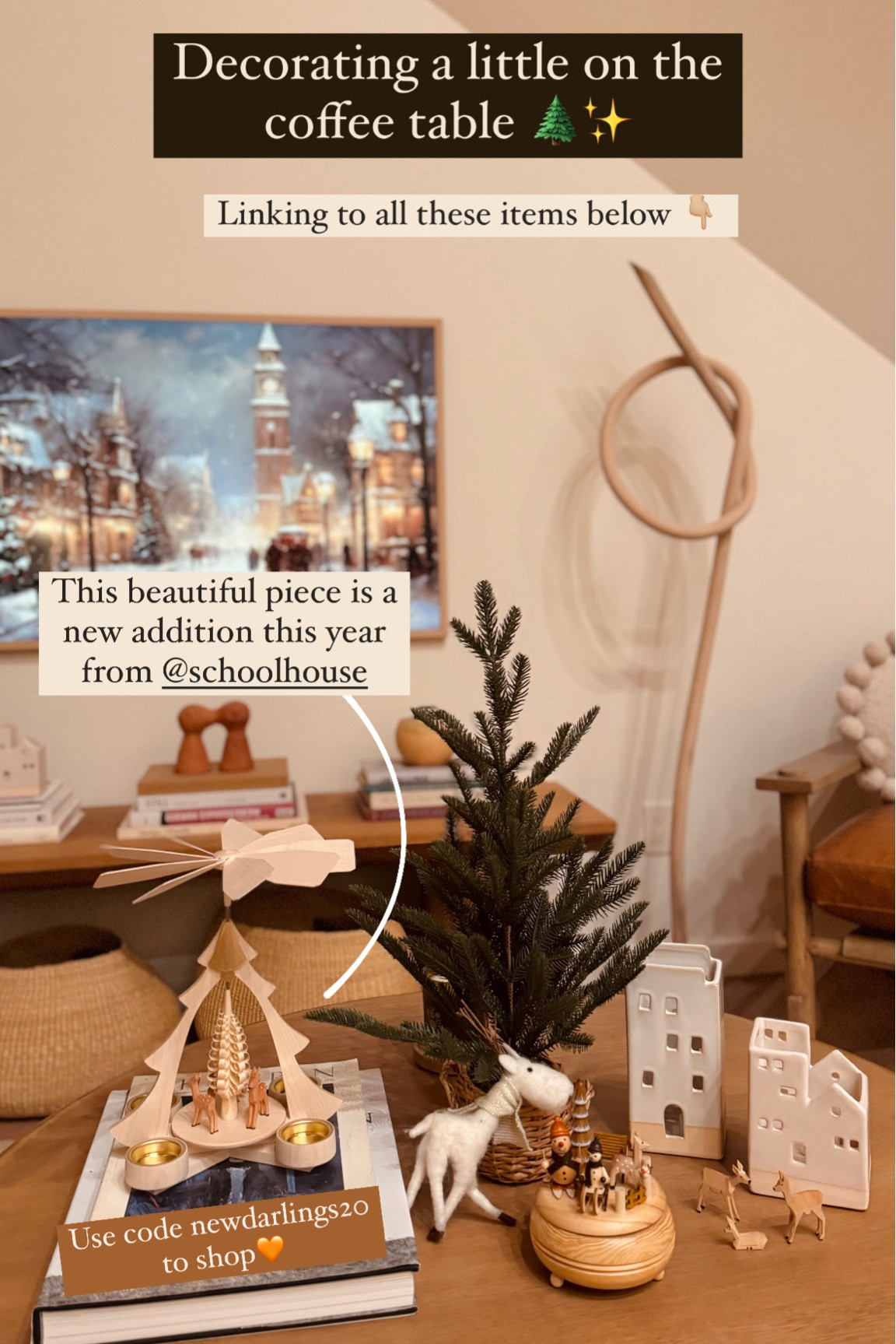 Holiday coffee table styling - I love wooden holiday decor it feels so whimsical and this hand carved tea light carousel is so beautiful! Use code NEWDARLINGS20 to save ✨🌲

#LTKGiftGuide #LTKHoliday #LTKCyberWeek