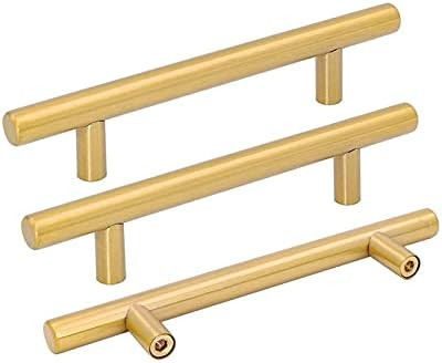 10 Pack goldenwarm Brushed Brass Cabinet Pulls Drawer Handles Gold Kitchen Hardware - LS201GD102 Bra | Amazon (US)