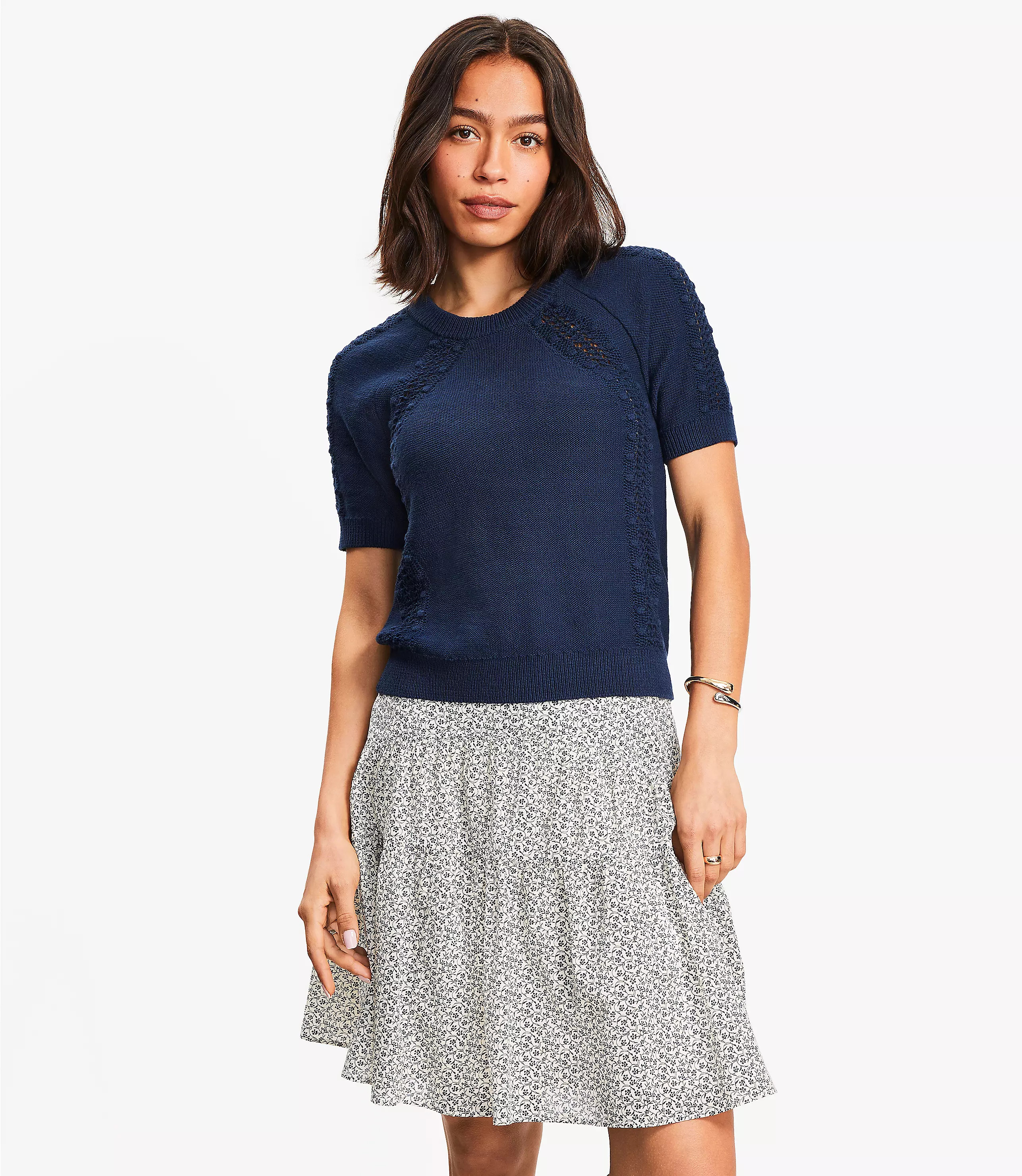 Bobble Raglan Sweater Tee | LOFT