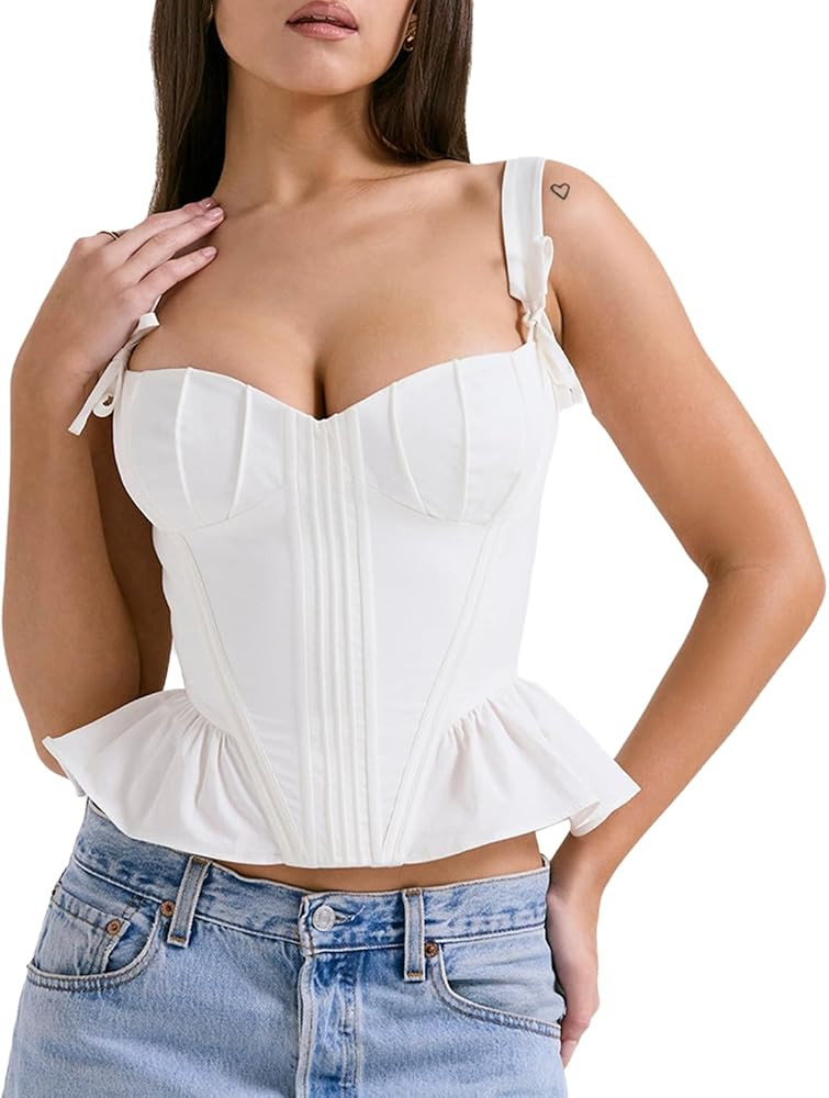 Corset Tops for Women Fish Bone Cami Tops Y2k Club Outfits | Amazon (US)