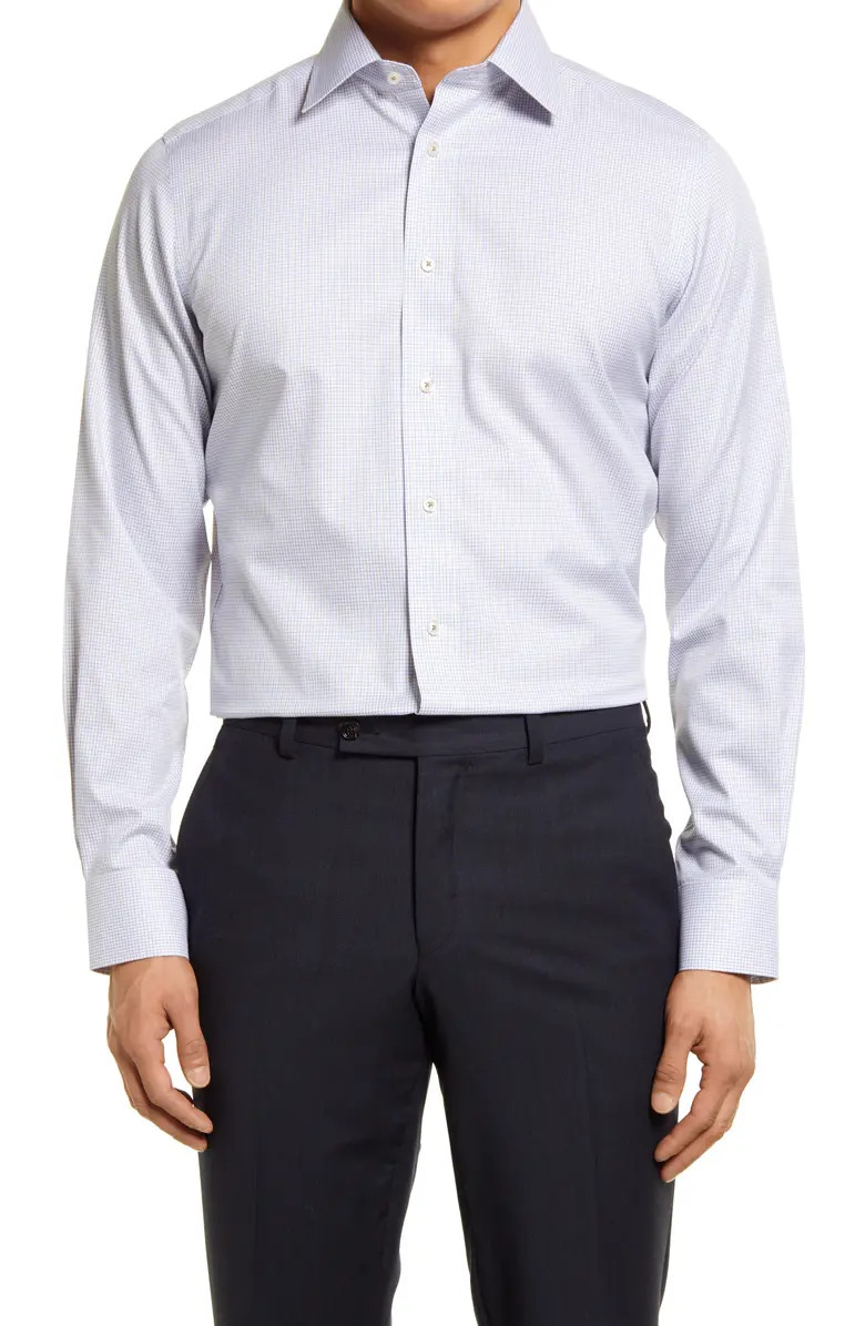 David Donahue Luxury Non Iron Trim Fit Tattersall Dress Shirt | Nordstrom | Nordstrom