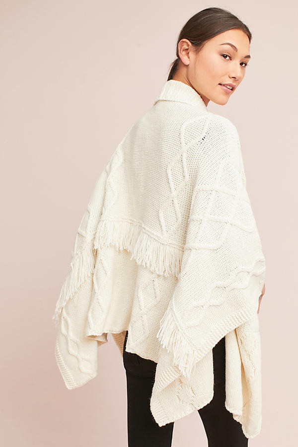 Hand-Knit Fringed Poncho | Anthropologie (US)