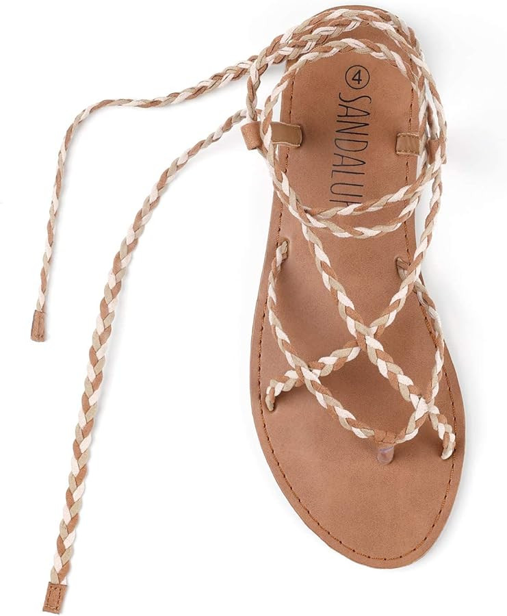 SANDALUP Women Braided Tie up Sandals | Amazon (US)