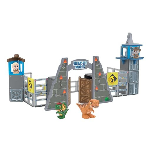 Tile Town Jurassic World Gate Escape Magnetic Tiles Set, 84 Piece Interactive Dinosaur STEM Toys Playset, Magnetic Animal Tiles for Kids Ages 3-6 | Amazon (US)