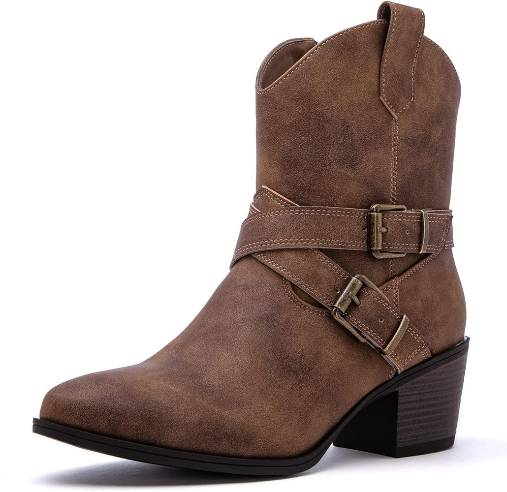 Amazon.com | GLOBALWIN Women's Camel Mid Calf The Western Cowboy Cowgirl Boots 8.5M | Shoes | Amazon (US)