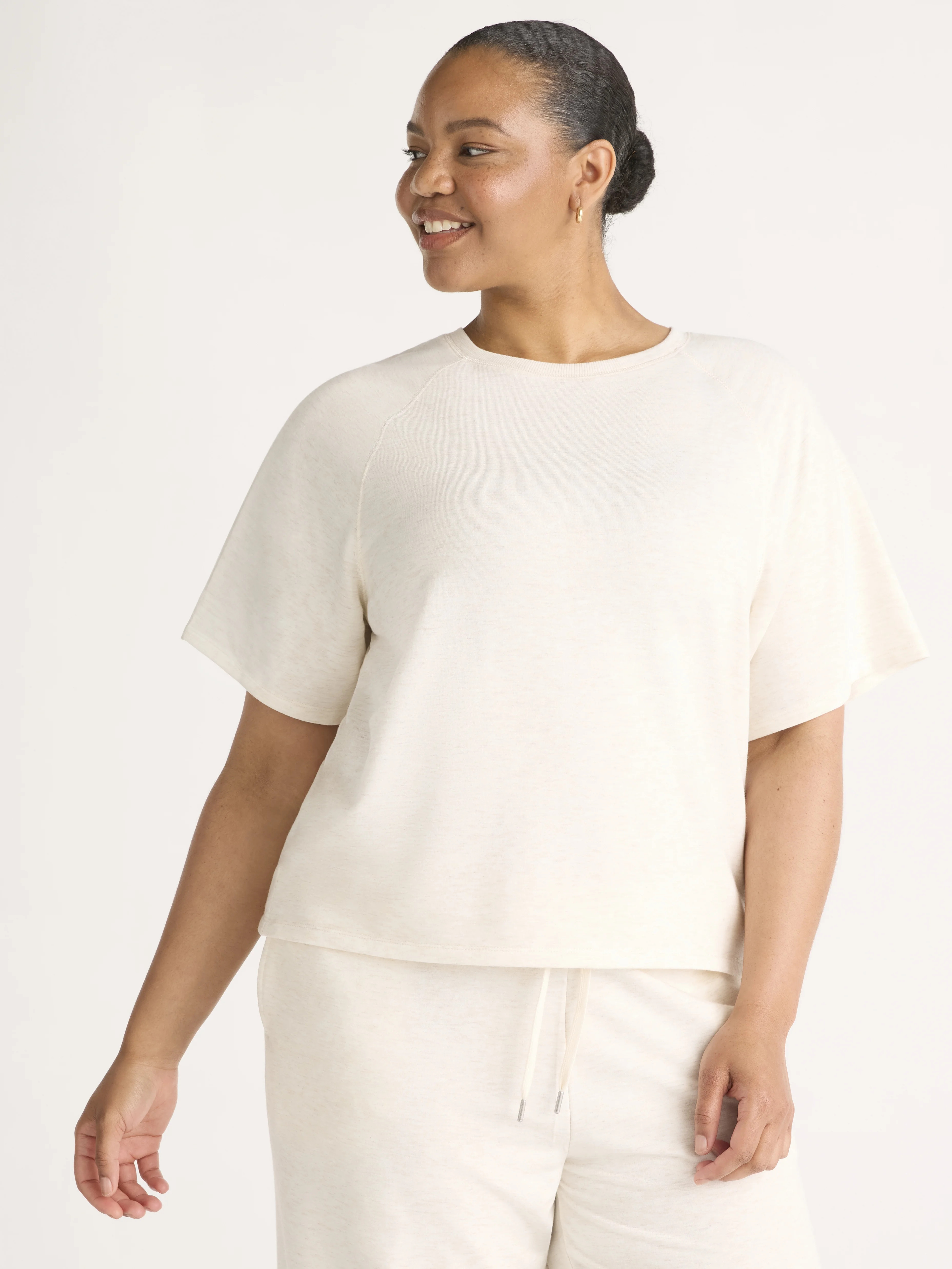 Joyspun Women's French Terry Sleep Top with Short Sleeves, Sizes XS-3X | Walmart (US)