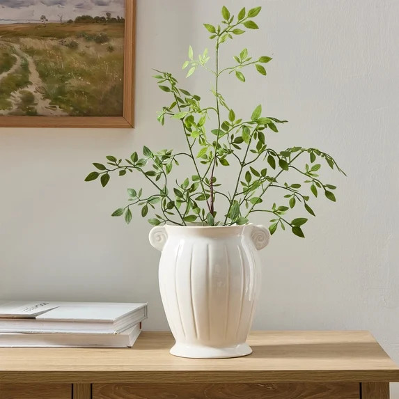 My Texas House 8" White Planter Ceramic Scroll Vase | Walmart (US)