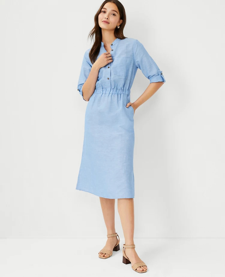 Linen Cotton Pocket Shirtdress | Ann Taylor (US)