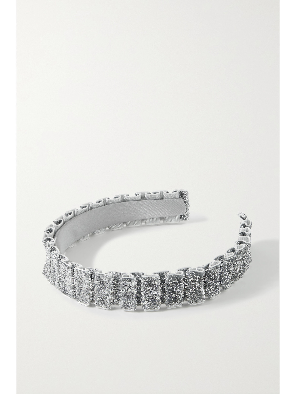 Eugenia Kim - Rafaela Ruffled Metallic Velvet Headband - Silver - One size | NET-A-PORTER APAC