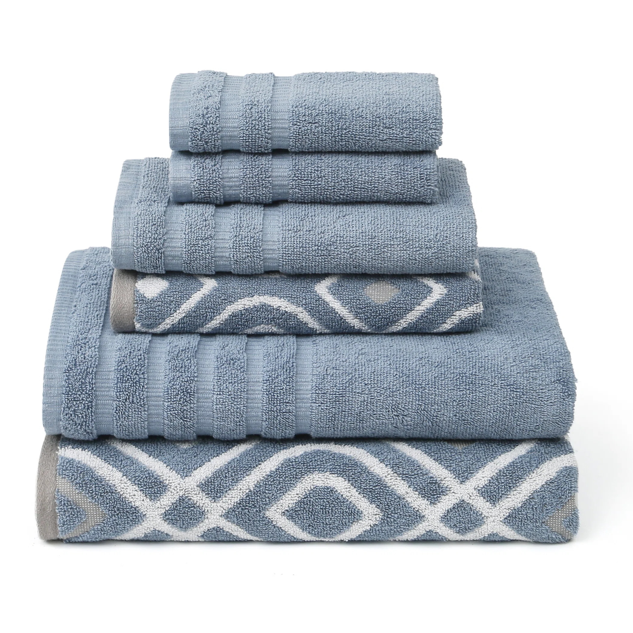 Modern Threads Oxford 6-Piece Yarn Dyed Jacquard & Solid Towel Set – 100% Cotton, Quick Dry & A... | Wayfair North America