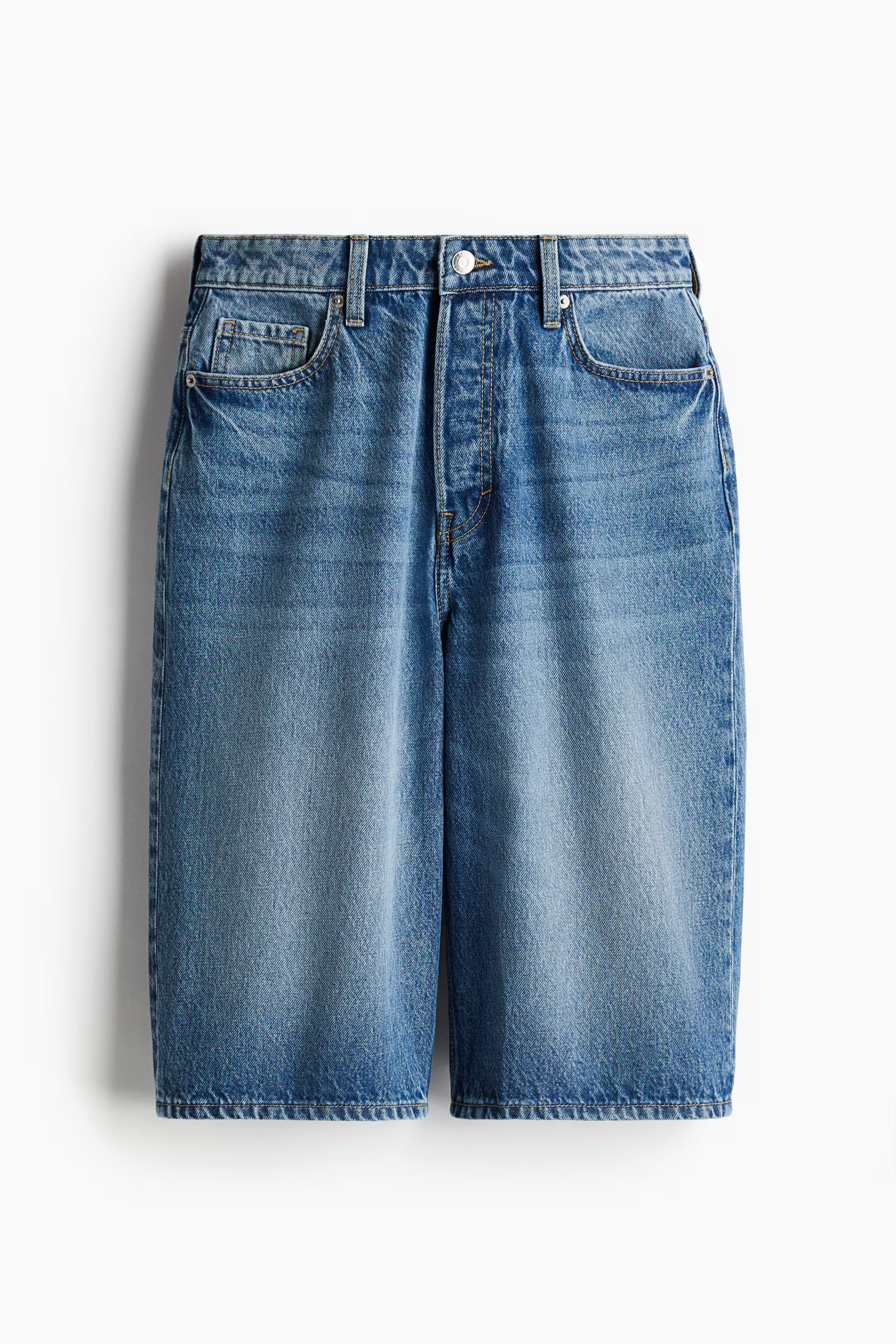 Hohe knielange Denimshorts | H&M (DE, AT, CH, NL, FI)