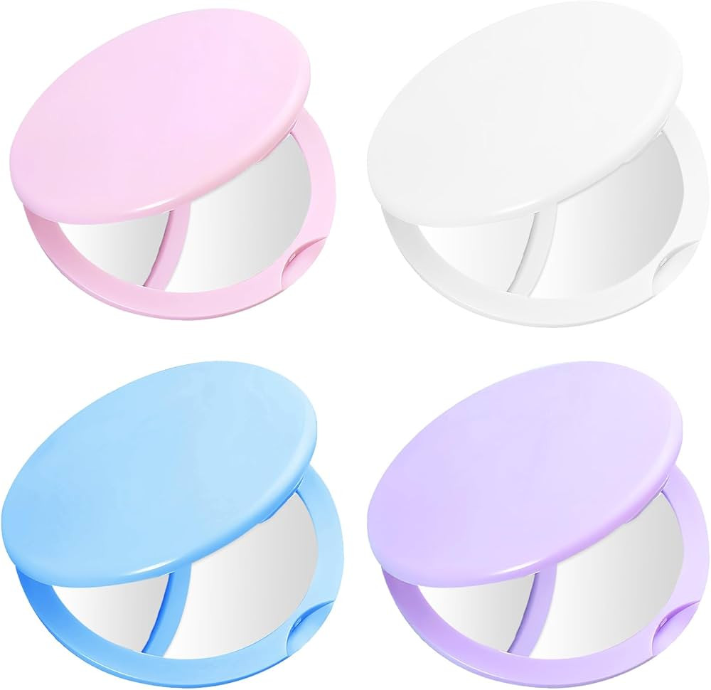 vesaneae 4 Pcs Compact Mirrors, Diameter 7cm Round Folding Mirrors, 4 Colors 2-Side Pocket Travel... | Amazon (CA)