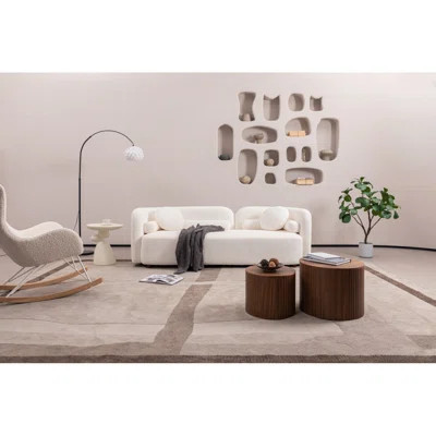 1+2 Luxury Modern Sofa Couch For Living Room, White Boucle Upholstered Cloud Couch For Apartment Home Office, 3 Seater | Wayfair North America