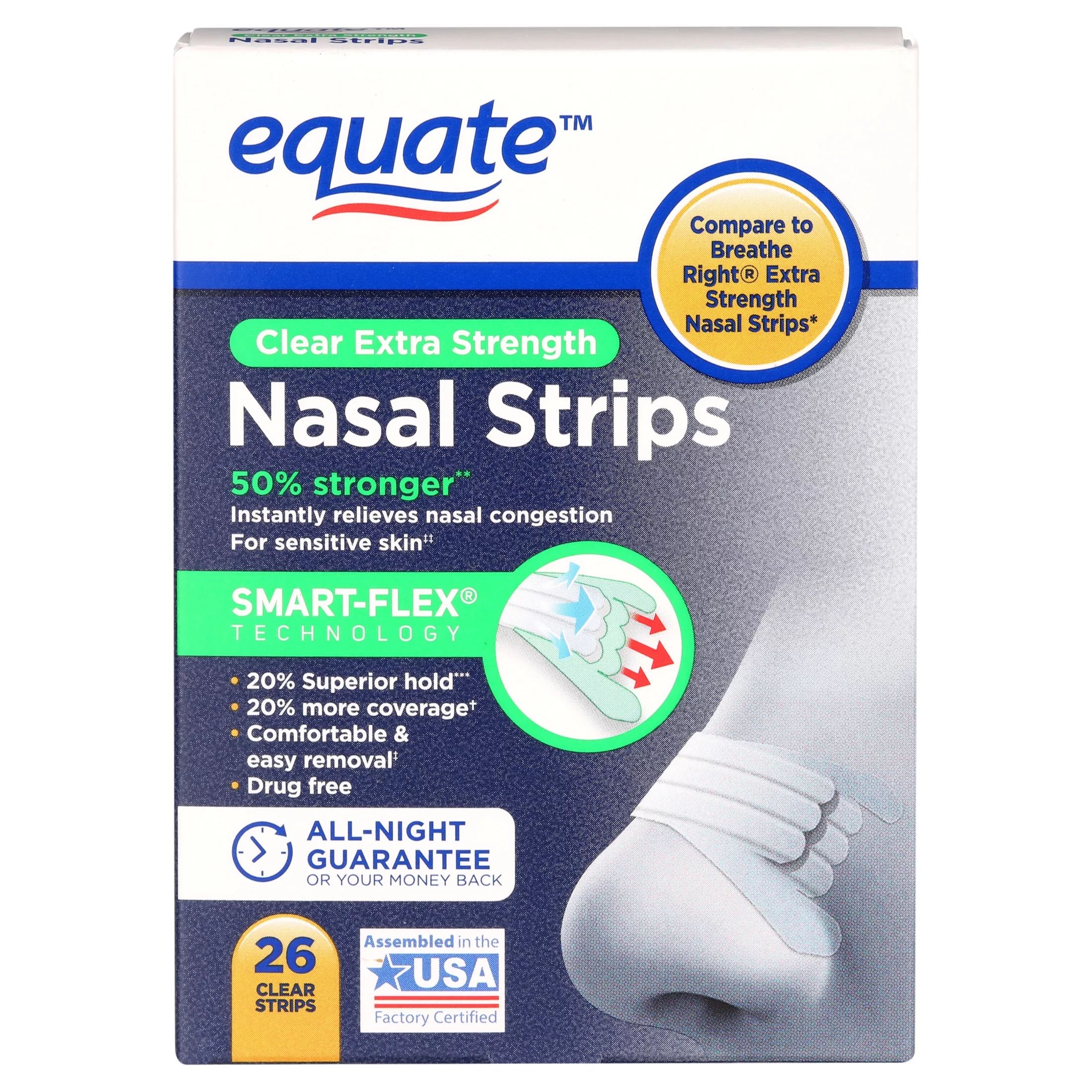 Equate Extra Strength Clear Nasal Strips, 26 Count | Walmart (US)