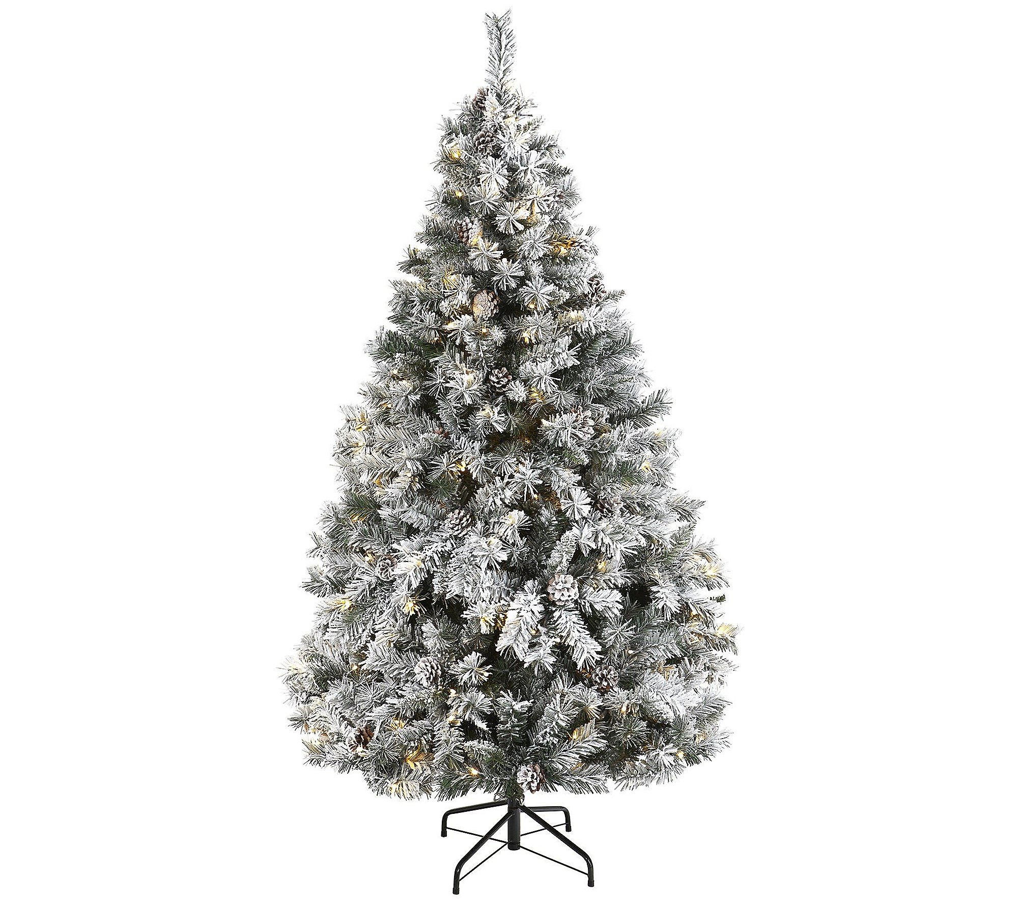 Nearly Natural 6-ft Flocked Christmas Tree w/25 LED Lights | QVC