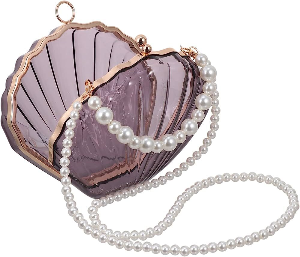 COLLBATH 1pc Lock Cocktail Pearl Clutches Womens Shell Purses Handbag for Sunglasses Fashionable ... | Amazon (CA)