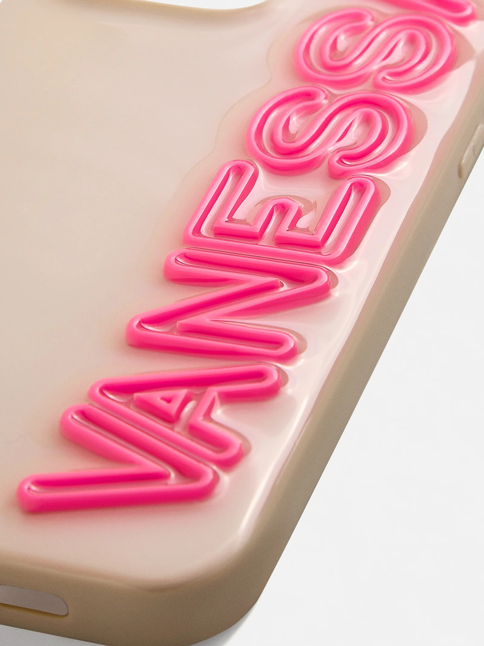 Fine Line Custom iPhone Case - Beige/Hot Pink | BaubleBar