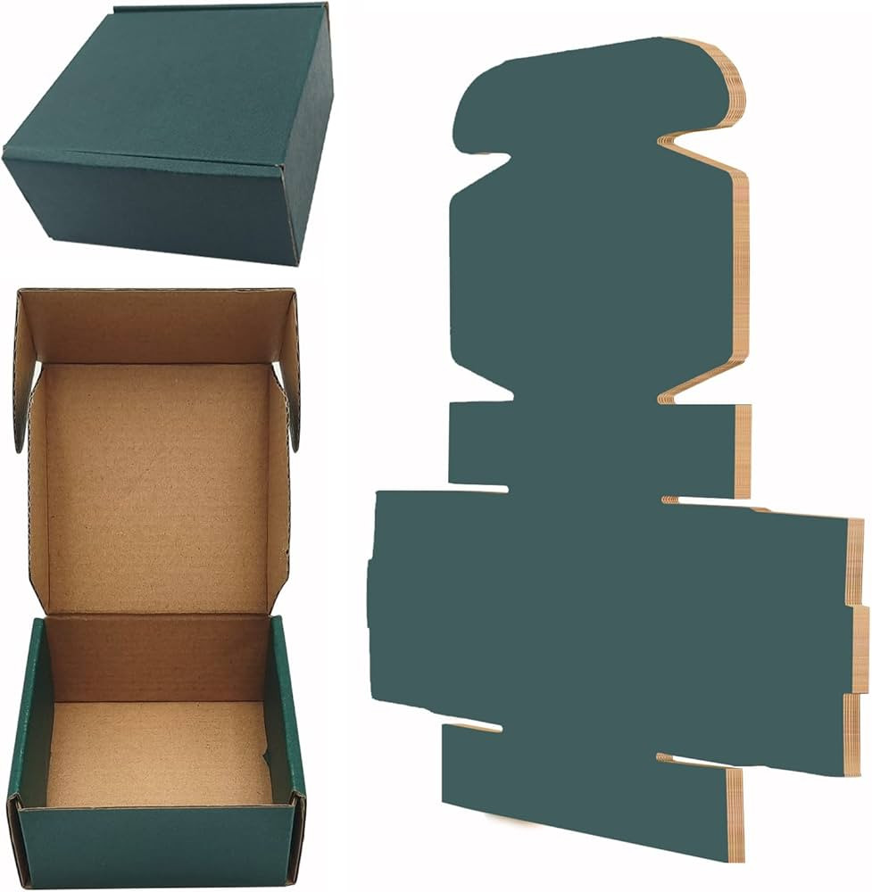 25 Pack Corrugated Packaging Box Mailers Shipping, Green Recyclable Cardboard Small Gift Mailer B... | Amazon (US)