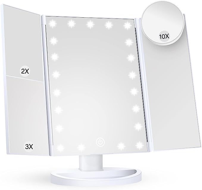 HUONUL Makeup Mirror Vanity Mirror with Lights, 1x 2X 3X Magnification, Lighted Makeup Mirror, To... | Amazon (US)