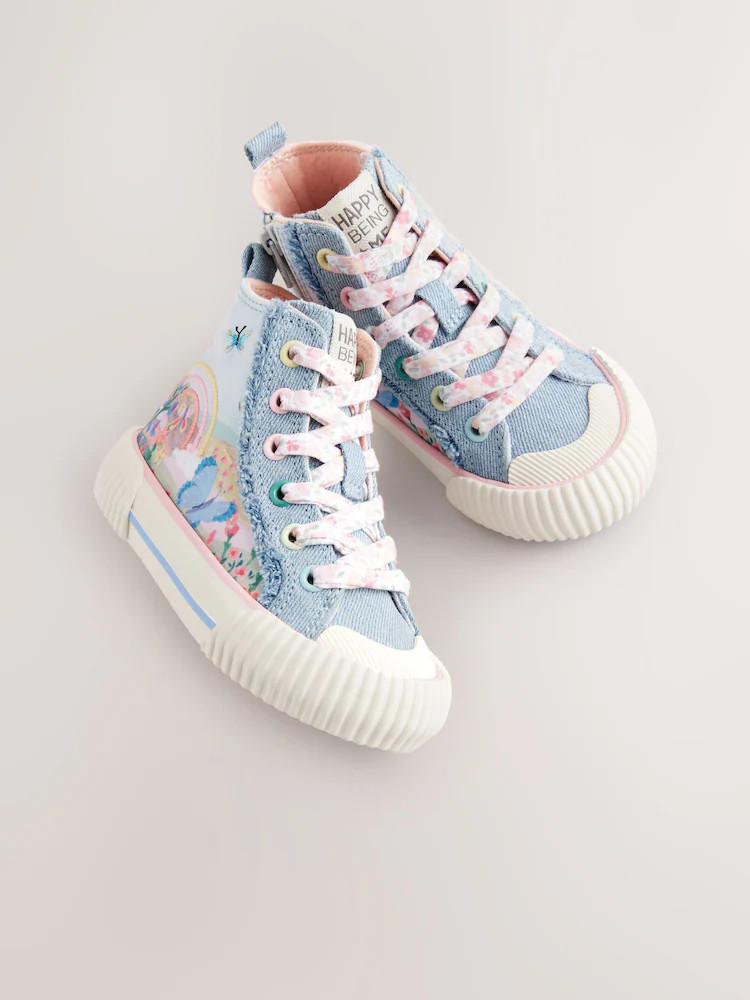Denim Blue Rainbow Standard Fit (F) High Top Trainers | Next US