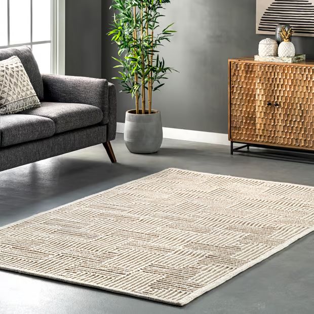 Ivory Hadley Textured Stripes Area Rug | Rugs USA