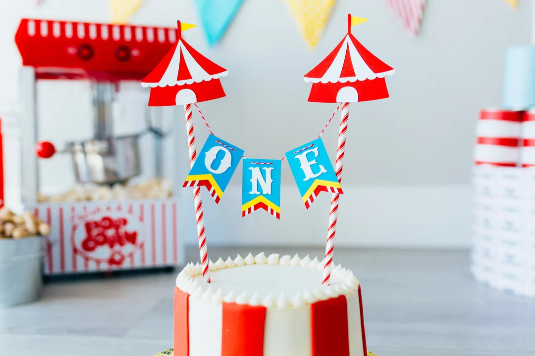 Circus Tent Cake Topper Birthday Bunting Ticket, Smash Cake, First Birthday, Any Number, Name Ava... | Etsy (US)