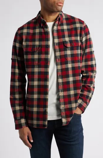 Skog Trim Fit Plaid Cotton Flannel Button-Down Shirt | Nordstrom