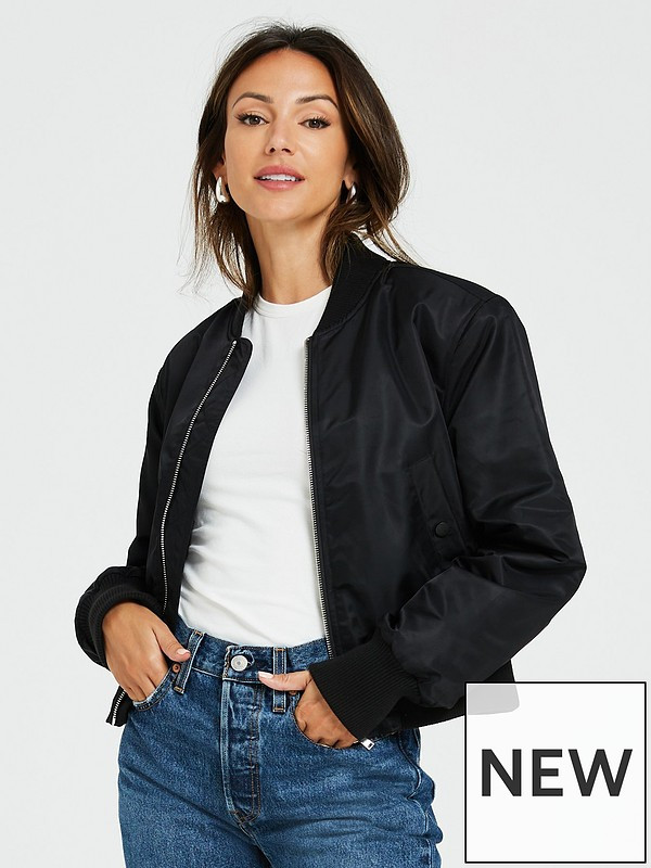 Michelle Keegan Shoulder Pad Bomber Jacket - Black | Very (UK)