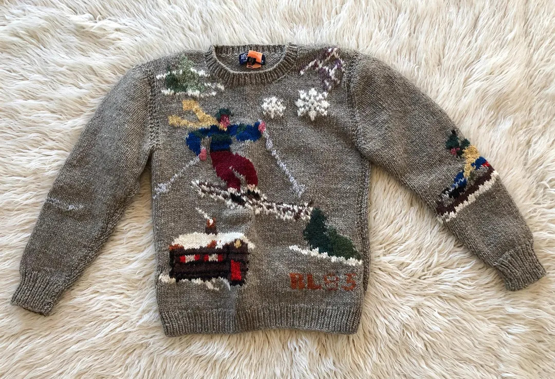 Vintage Polo Ralph Lauren Ski Sweater, 100% Wool Hand Knit in Great Britain, Size Small or Medium... | Etsy (US)