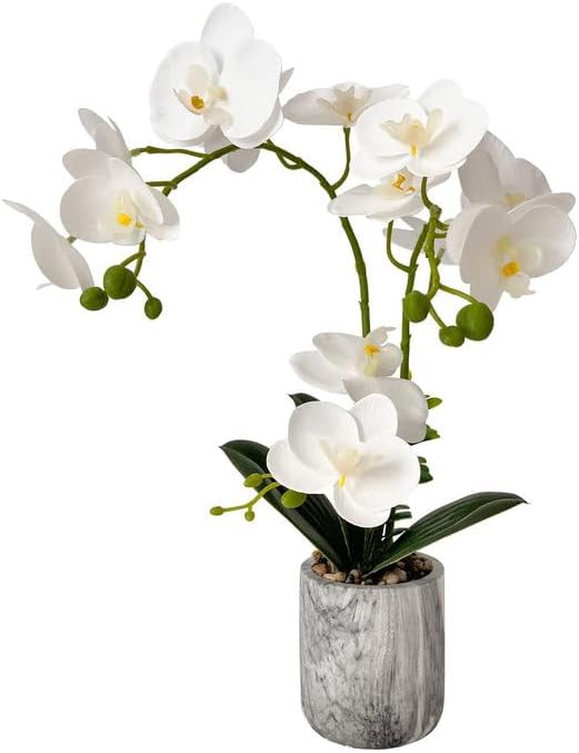 White Fake Orchids Flowers in Pot Bendable Faux Orchids Artificial Flowers Washable Silk Orchid P... | Amazon (US)