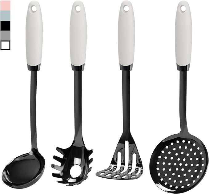 Country Kitchen 4 Pc Stainless Steel Cooking Utensil Set with Silicone Handles, Kitchen Utensil S... | Amazon (US)